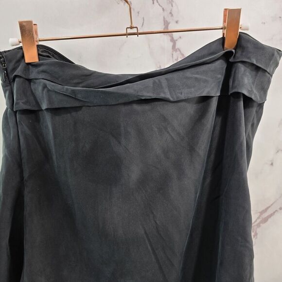 In Ad Minus Dress Womens 4 Small Black Silk Mini Asymmetric Shift Ruffle LBD - Picture 8 of 16